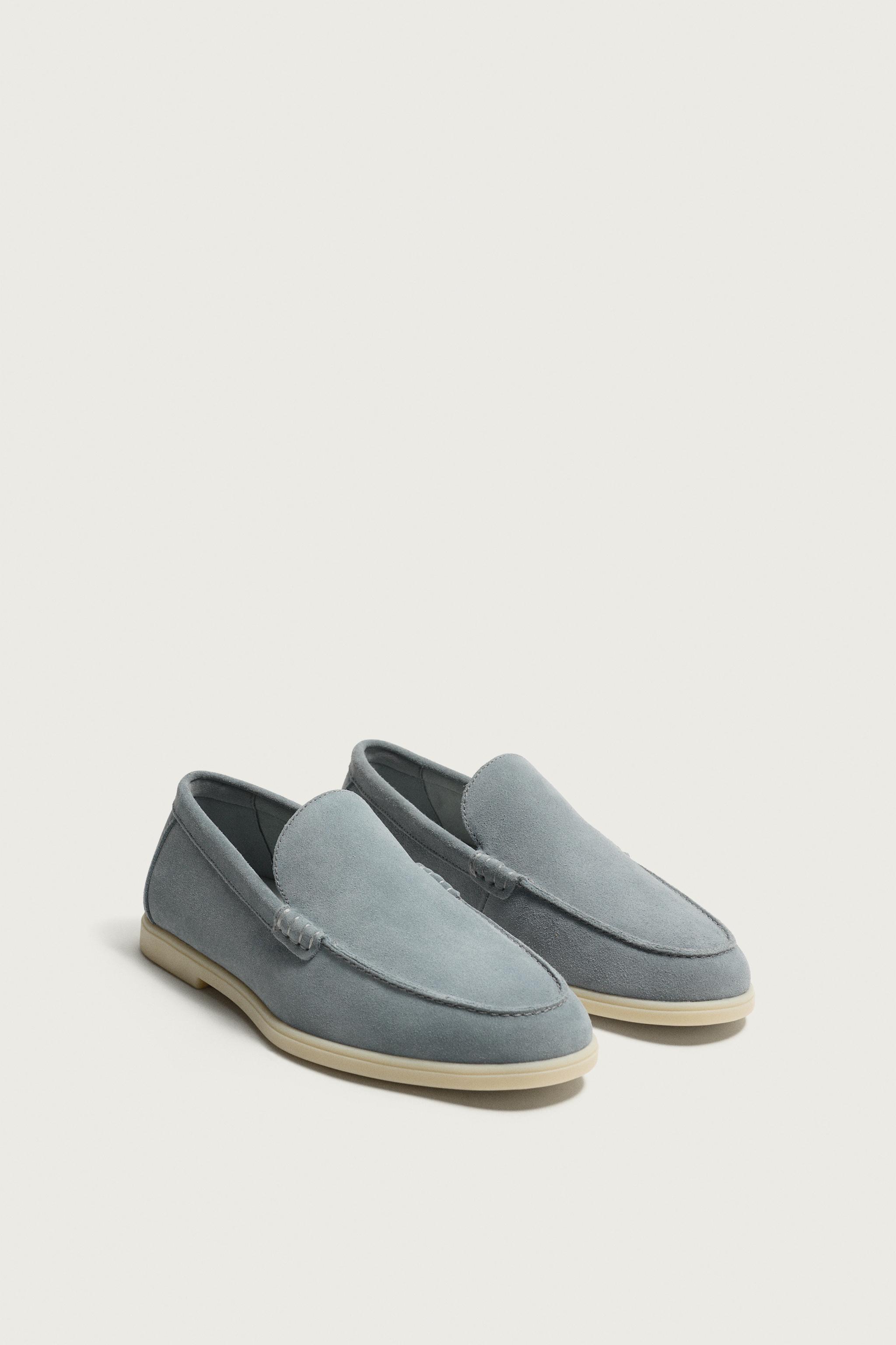 CASUAL LEATHER LOAFERS — Light Blue