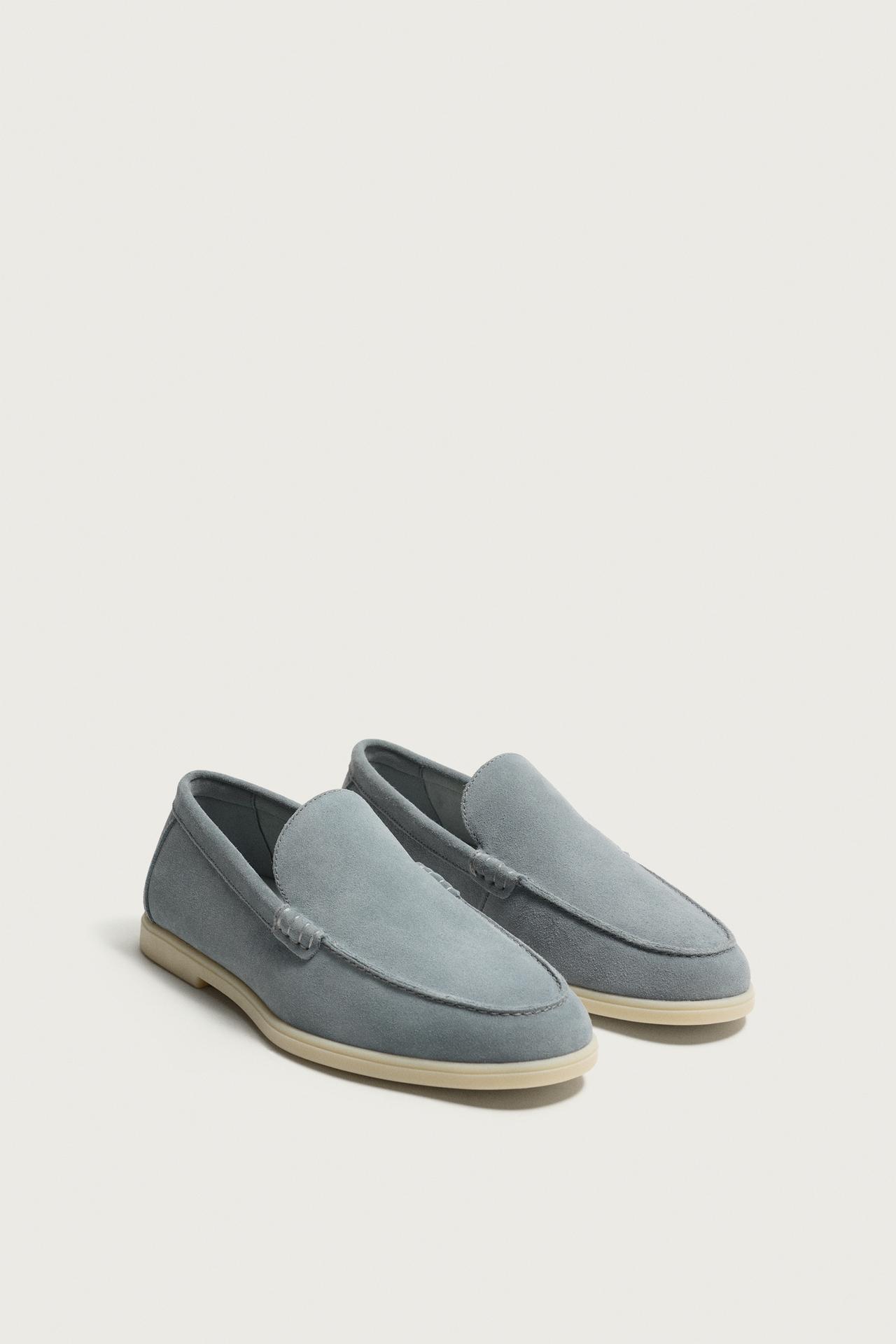 CASUAL LEATHER LOAFERS — Light Blue