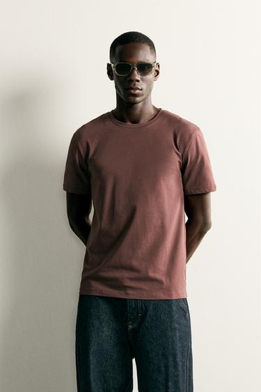 Zara SLIM FIT T-SHIRT - Plum