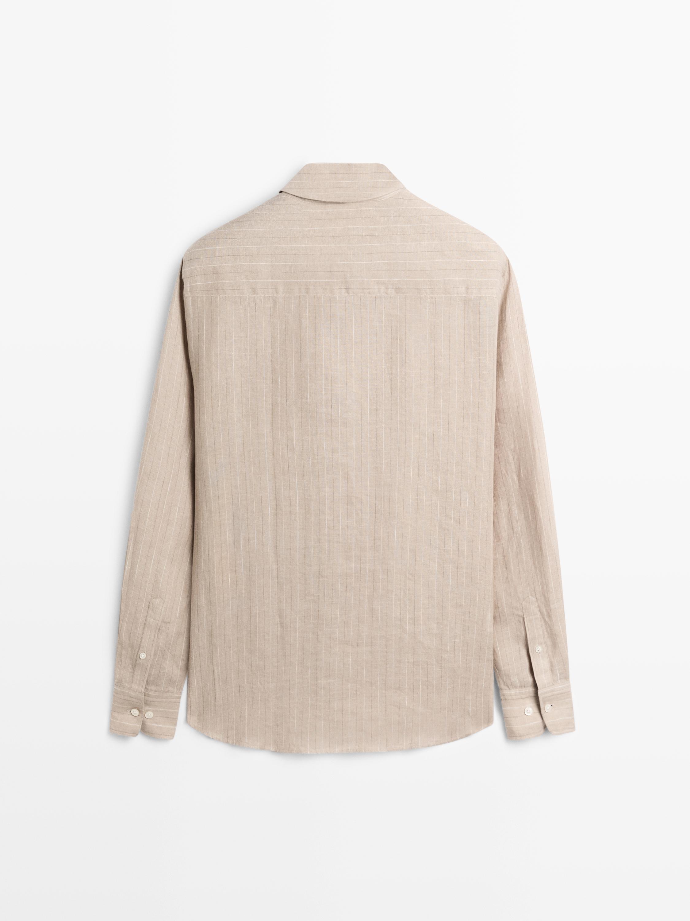Chemise slim 100 % lin à rayures