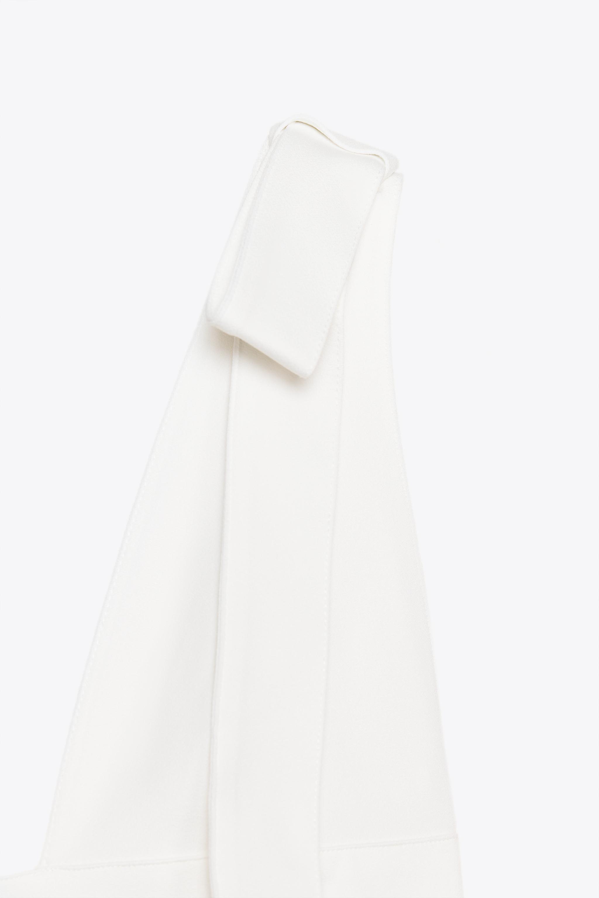 リボン付きショート丈ワンピース - オフホワイト | ZARA Japan
