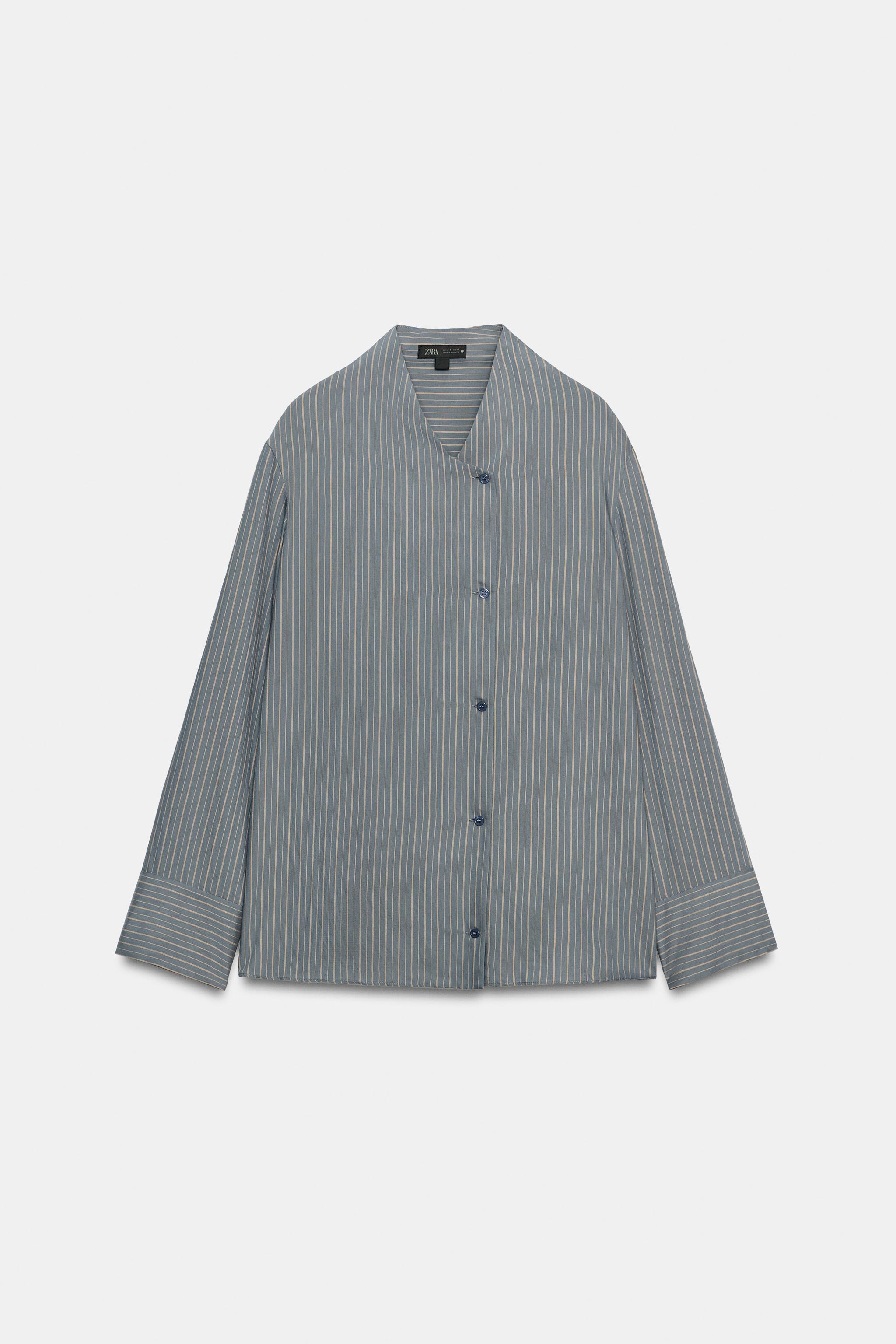 ZW COLLECTION STRIPED CROSSOVER SHIRT