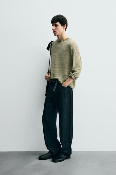PULL EN JACQUARD À RAYURES - Vert clair de Zara - Image 3