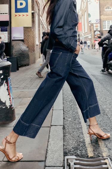 JEAN Z1975 COURT À JAMBES LARGES TAILLE HAUTE CEINTURE - Bleu de Zara - Image 3