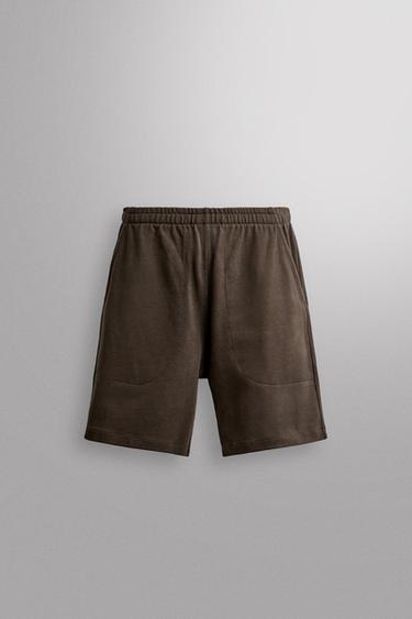 PANTALÓN CORTO JOGGER HEAVYWEIGHT - Marrón de Zara - Imagen 0
