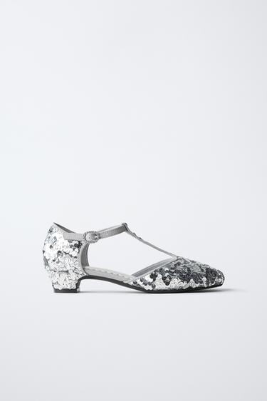 CHAUSSURES À TALONS PAILLETTES - Argent de Zara