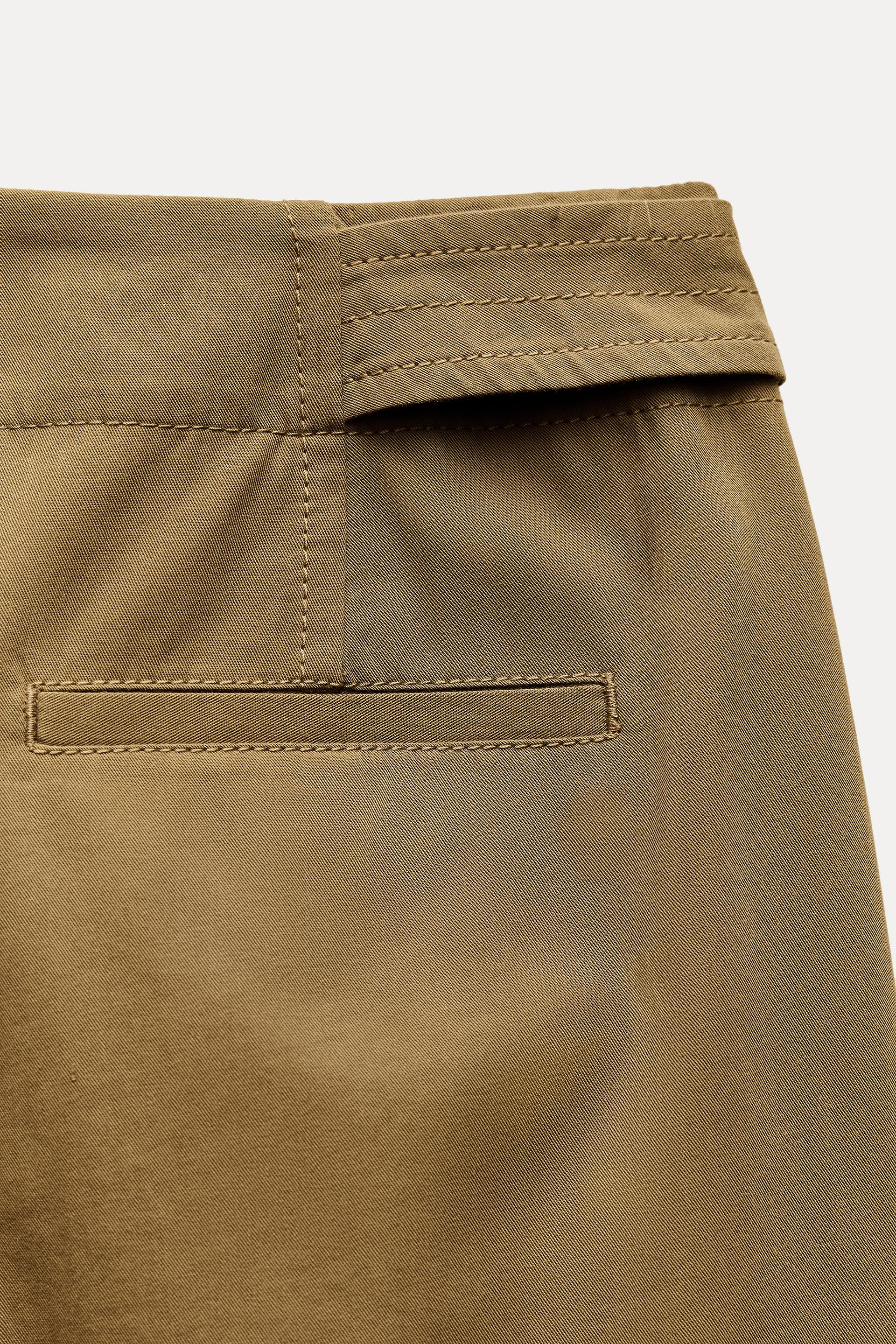 BELTED CHINO PANTS - Mid-camel