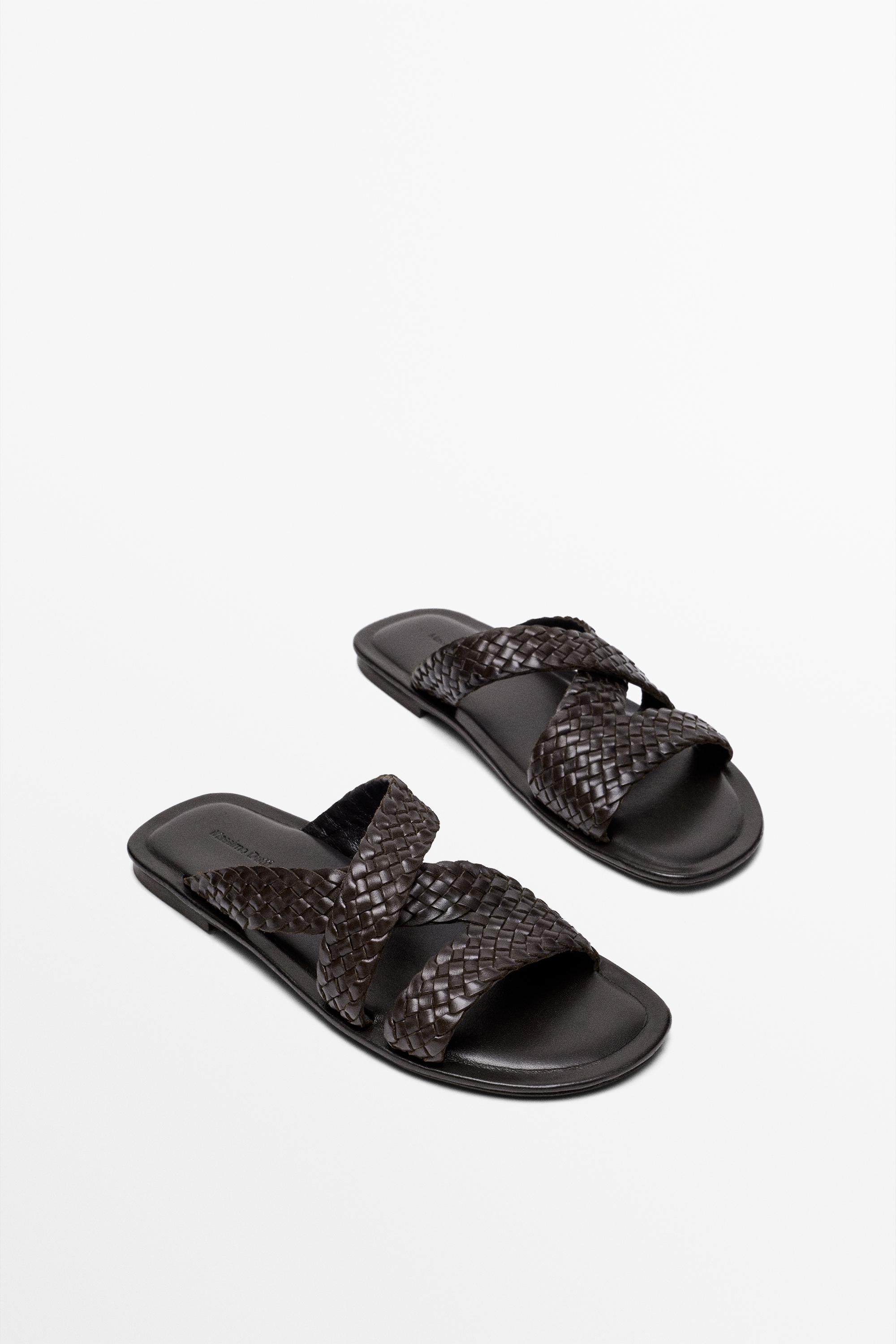Braided leather sandals