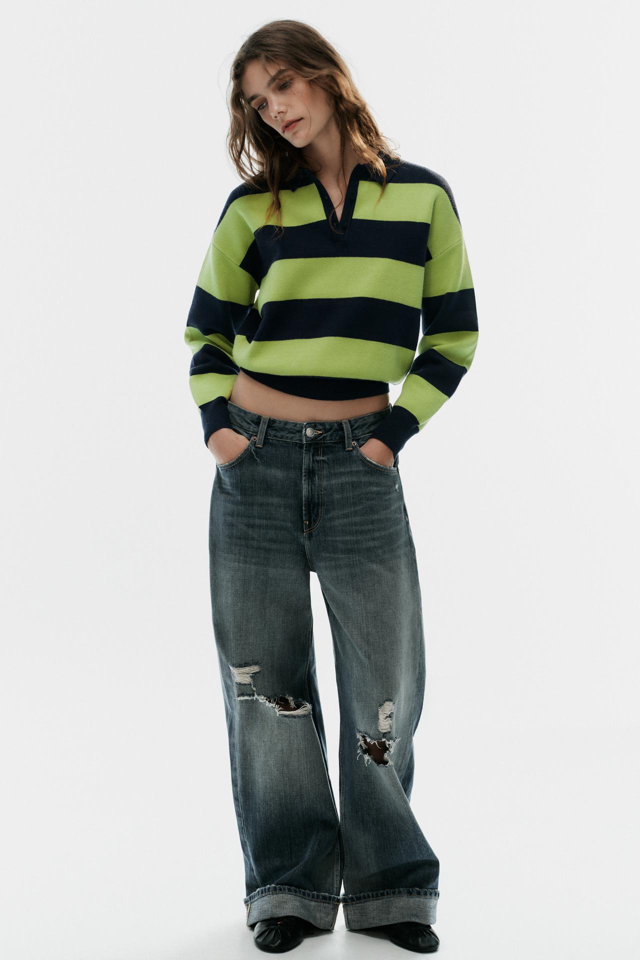STRIPED KNIT POLO — striped