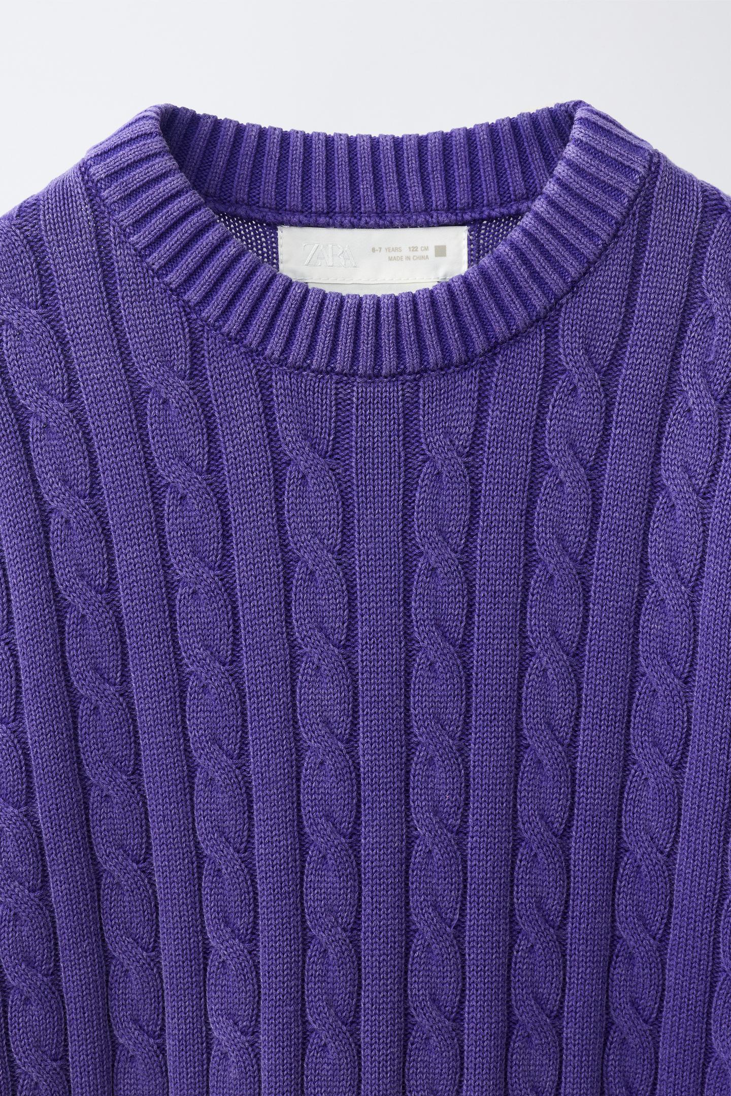 Детский свитер Zara Floral Knit, цвет: Фиолетовый — фото 3