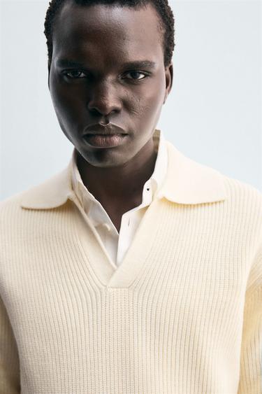 PURL KNIT POLO SHIRT - Ecru by Zara