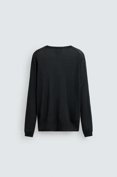 LIGHTWEIGHT 100% HEMP SWEATER - Navy blue by Zara - Image 6