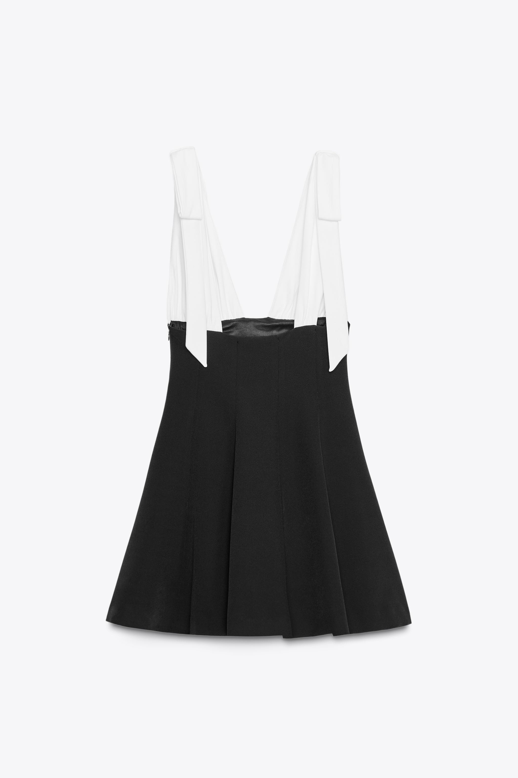 リボン付きコンビショートワンピース - イエロー | ZARA Japan