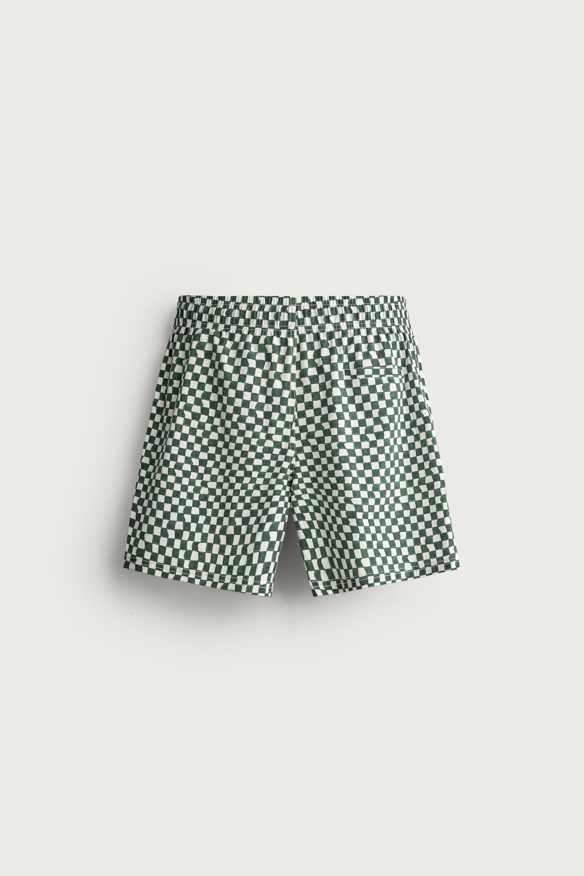 CHECKED LONG SWIM SHORTS