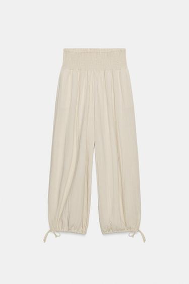ELASTIC WAIST TROUSERS - Beige by Zara - Image 0