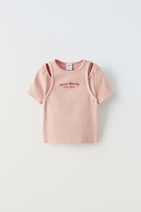 EMBROIDERED CUT-OUT RIBBED TOP - Pink | ZARA Australia