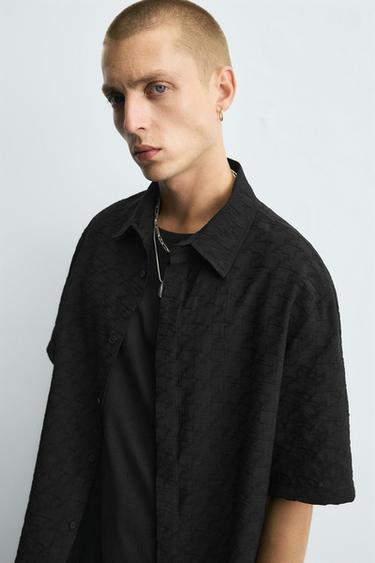 GEOMETRIC JACQUARD SHIRT - Black by Zara - Image 4
