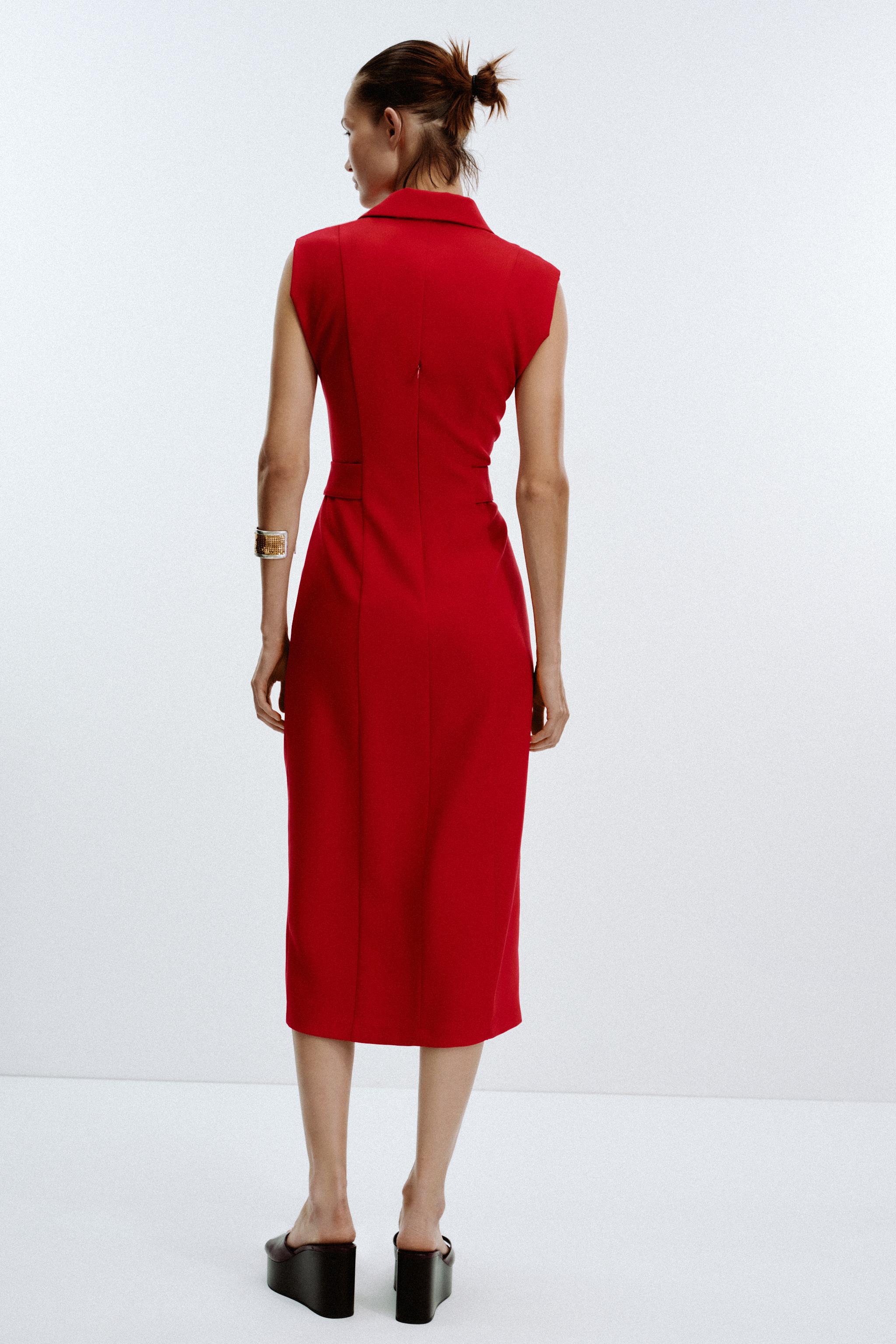 CREPE MIDI FITTED DRESS - Red | ZARA United States