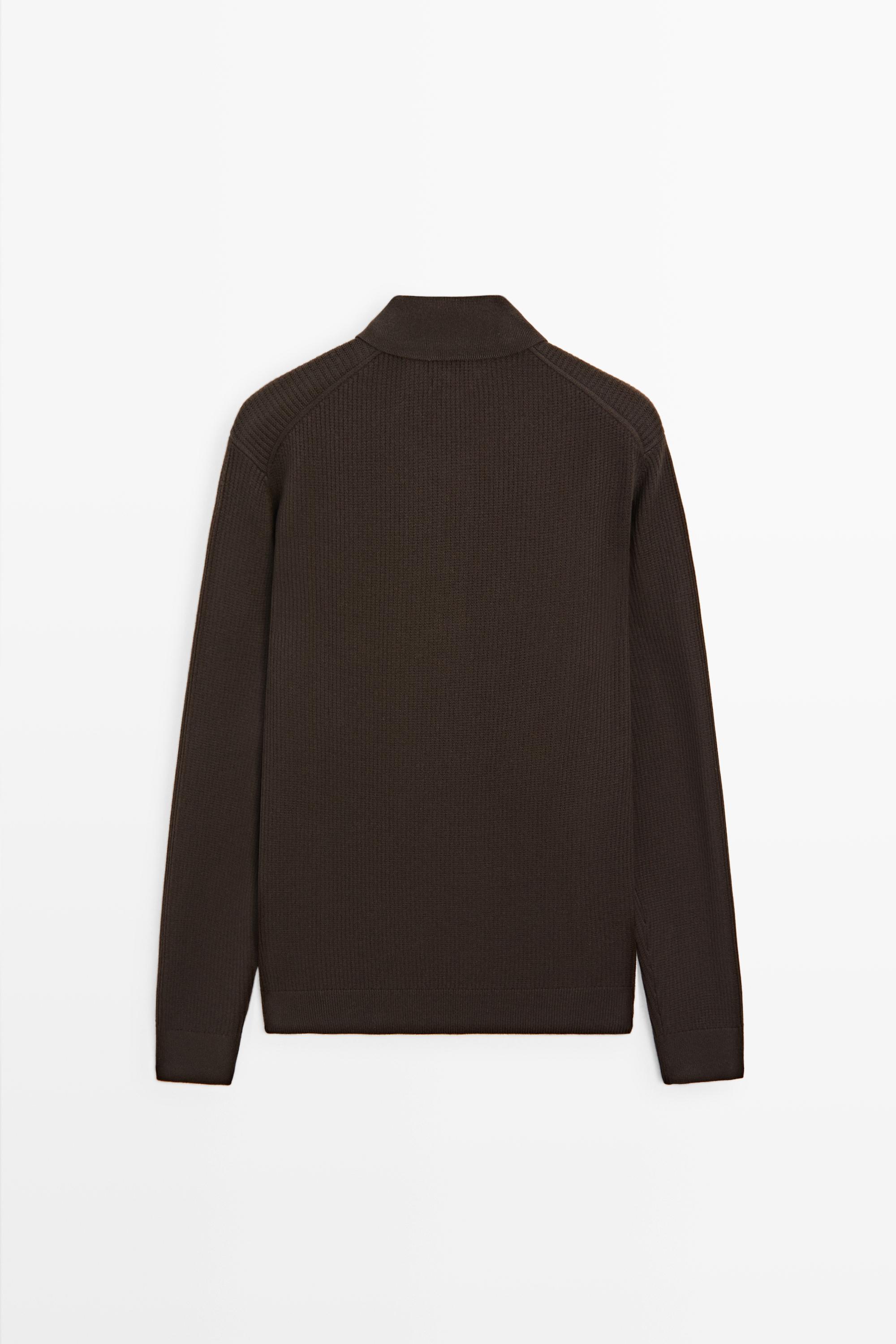 Button-detail polo knit sweater