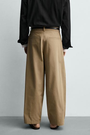 WIDE-LEG PLEATED TROUSERS - Beige by Zara - Image 2