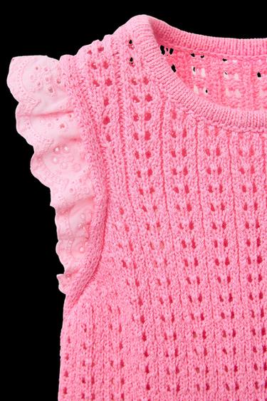 LACE KNIT TOP - Pink by Zara