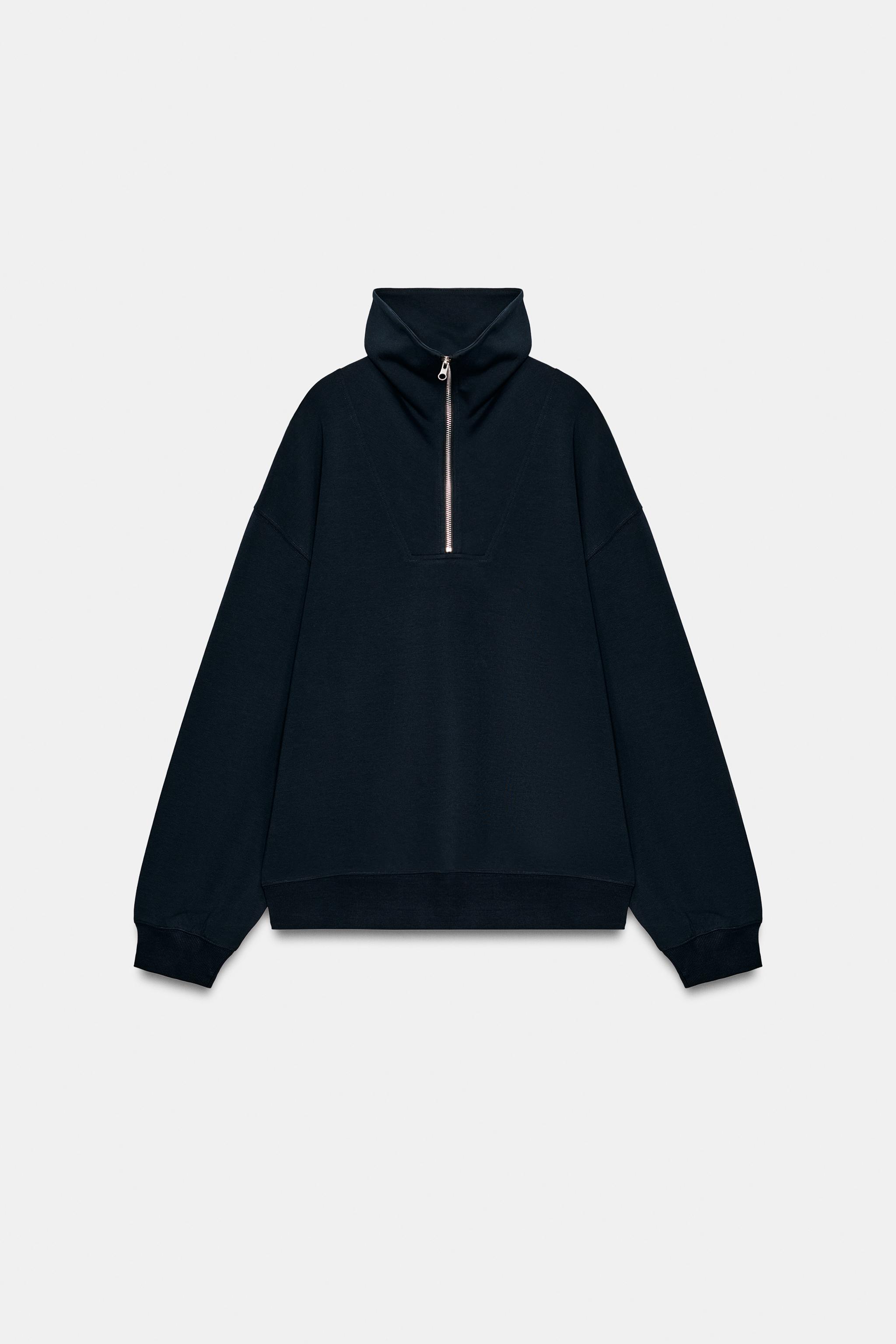 Zara FERMUARLI İNTERLOK SWEATSHIRT görsel 7