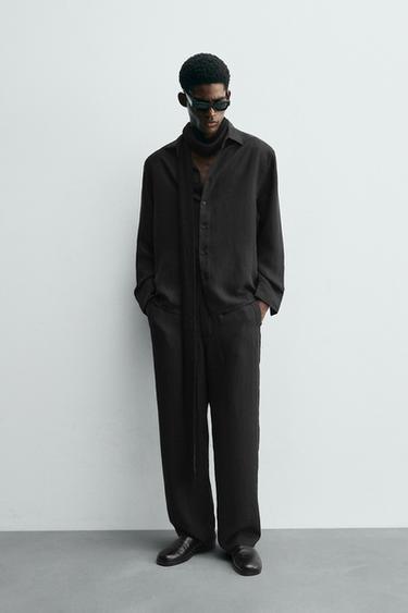 STRIPED JACQUARD TROUSERS - Black by Zara - Image 0