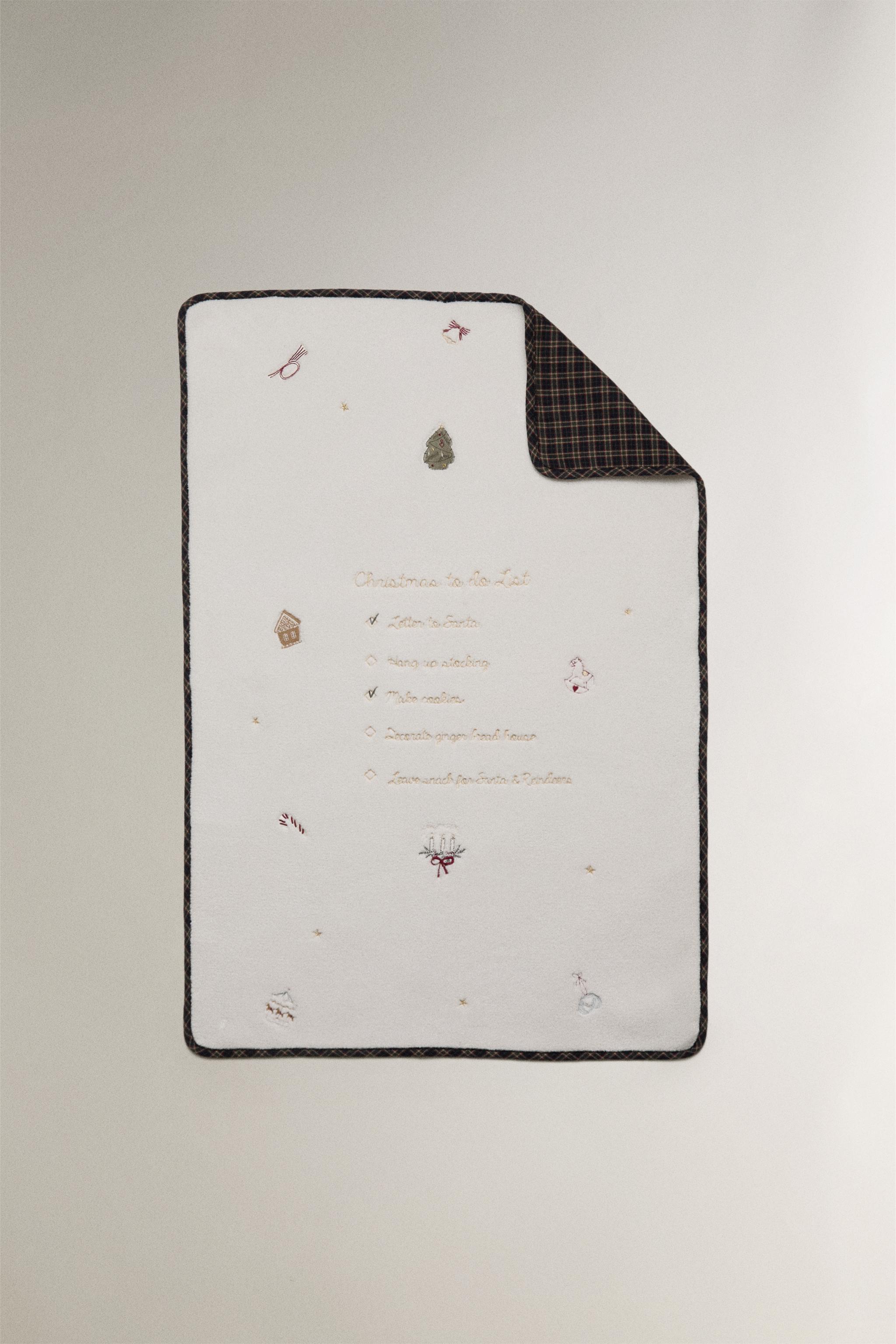 CHILDREN'S FLEECE CHRISTMAS BLANKET WITH FRINGING CHRISTMAS LIST