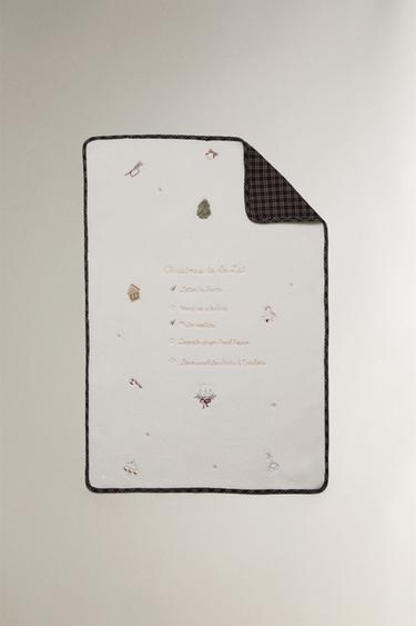 CHILDREN'S FLEECE BLANKET WITH CHRISTMAS LIST - Cream by Zara