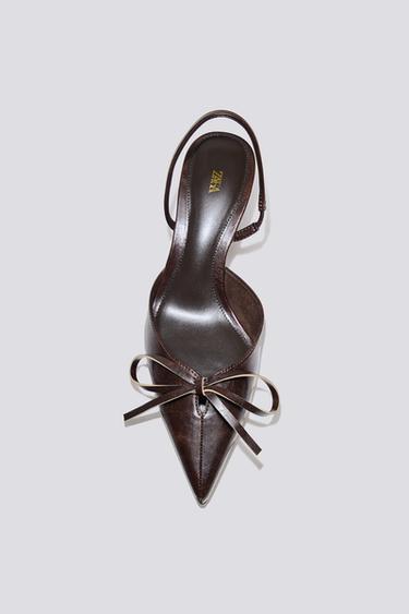SLINGBACK SHOES WITH BOW - Brown by Zara