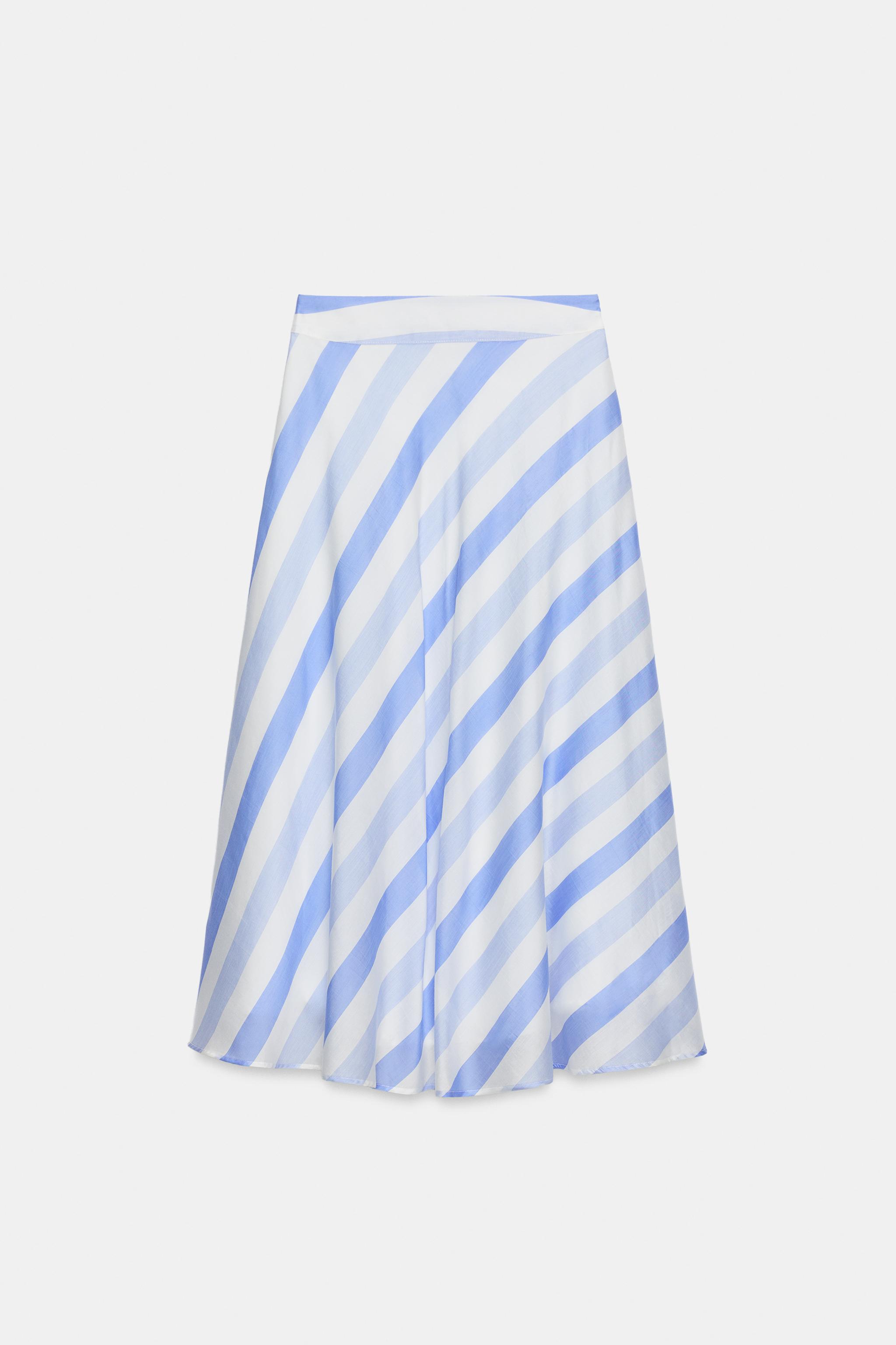 STRIPED MIDI SKIRT