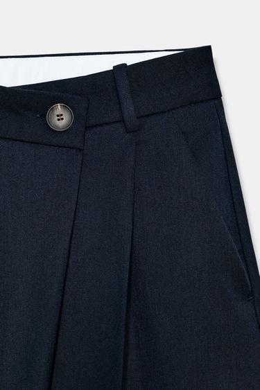 PANTALON TAILLE CROISÉE - Bleu marine de Zara - Image 8