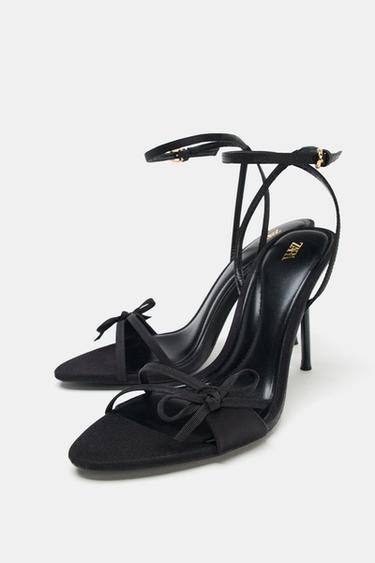 SATIN STRAPPY HIGH-HEEL SANDALS - Black by Zara - Image 3