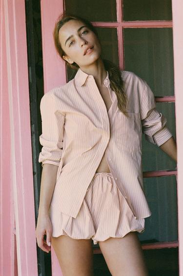 STRIPED COTTON SHIRT - Pink / White by Zara