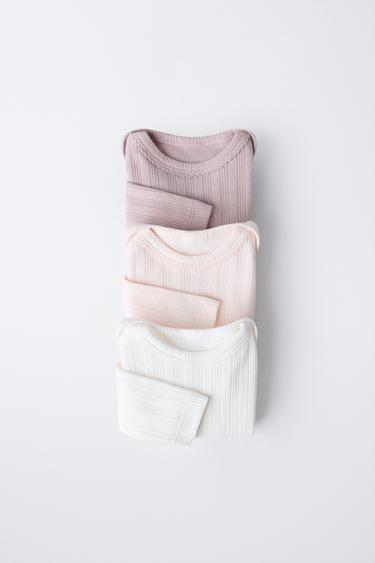 6 MONTHS-3 YEARS/ 3-PACK OF LONG SLEEVE BODYSUITS - Pink by Zara