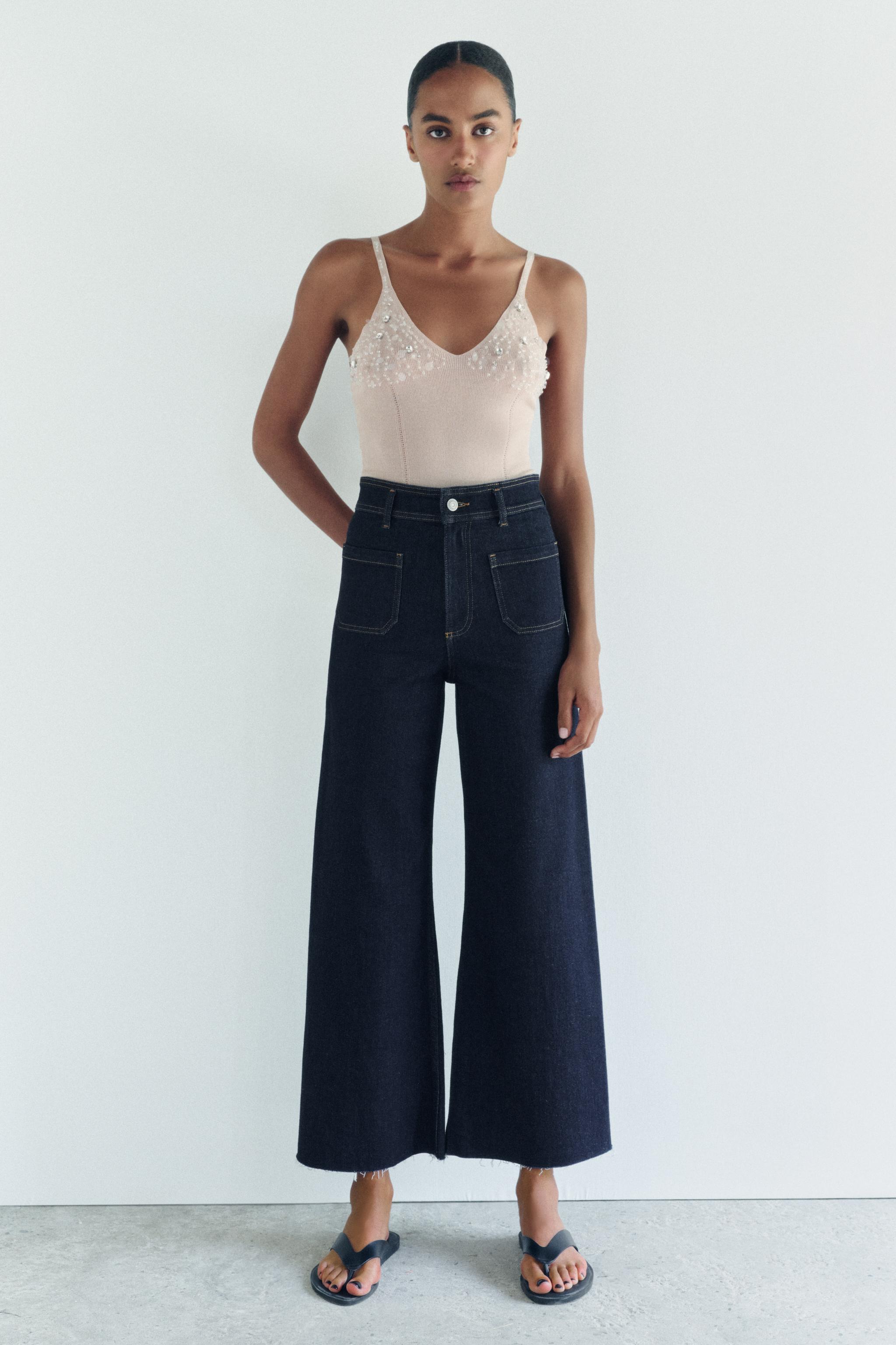 ZW COLLECTION HIGH WAIST MARINE STRAIGHT POCKET JEANS