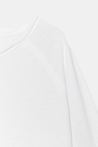 T-SHIRT DÉLAVÉ À MANCHES LONGUES - Blanc de Zara - Image 6