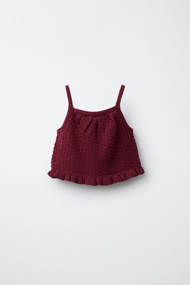 TOP EN MAILLE AVEC DÉTAIL EN CROCHET - Bordeaux de Zara - Image 1