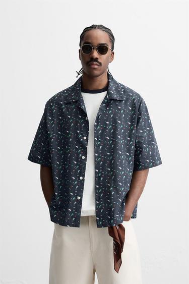 CAMISA ESTAMPADO - Marino de Zara