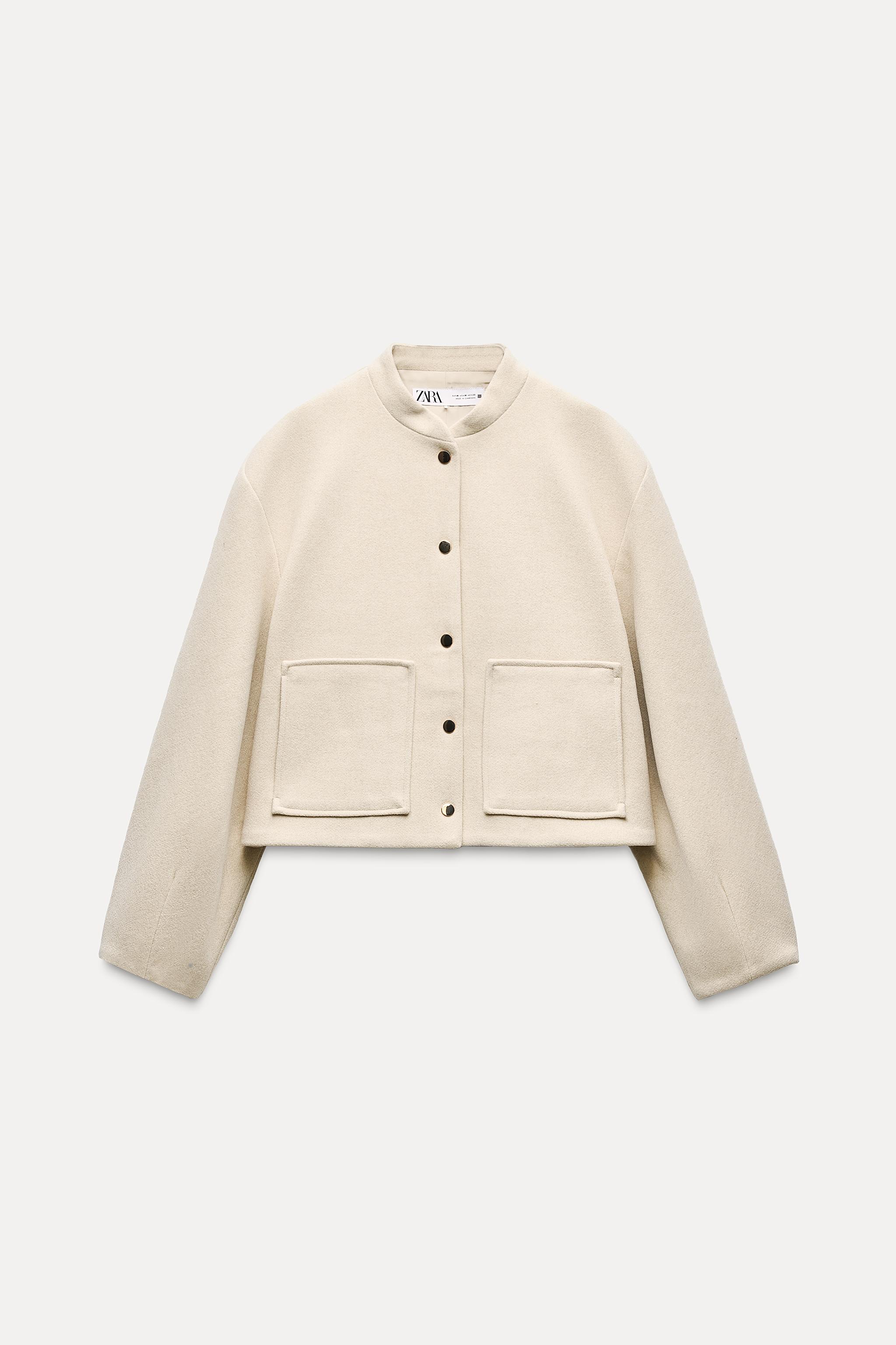 買い誠実 ショート丈 パッチポケット ボンバージャケット - サンド | ZARA ジャケット・アウター