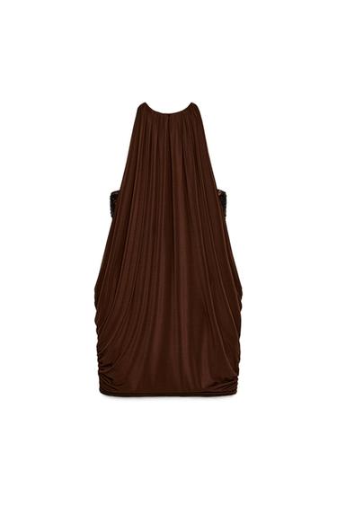 Zara COMBINATION SEQUIN BUBBLE DRESS - Mink