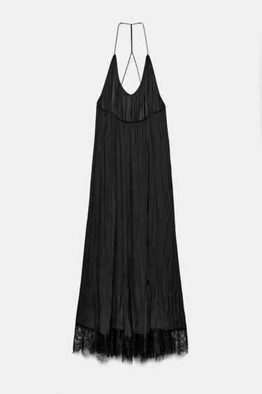 ROBE HALTER SATINÉE DENTELLE ZW COLLECTION - Noir de Zara - Image 5