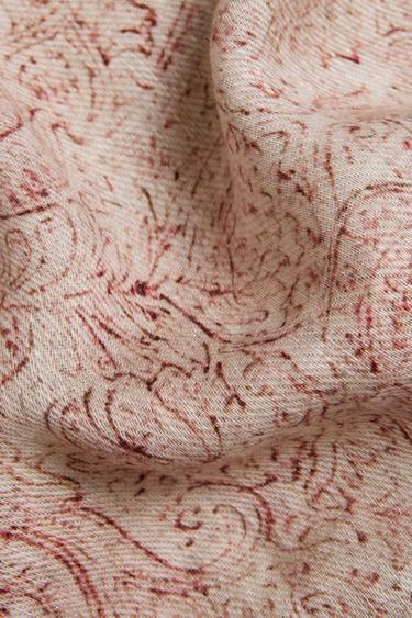 PAISLEY LINEN BLANKET - وردي الخاص بـ Zara