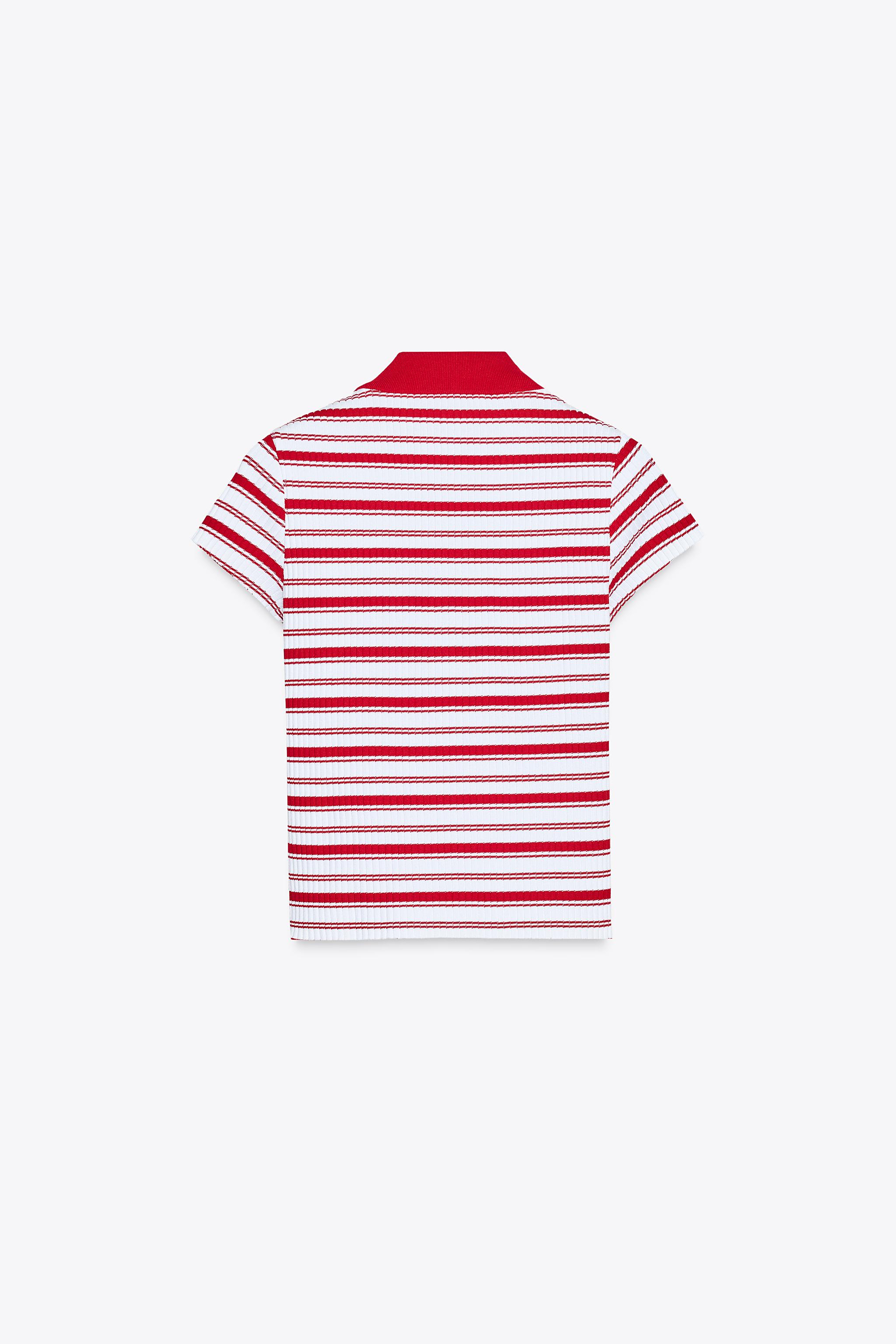 STRIPED RIBBED POLO SHIRT - Brown / White | ZARA United States