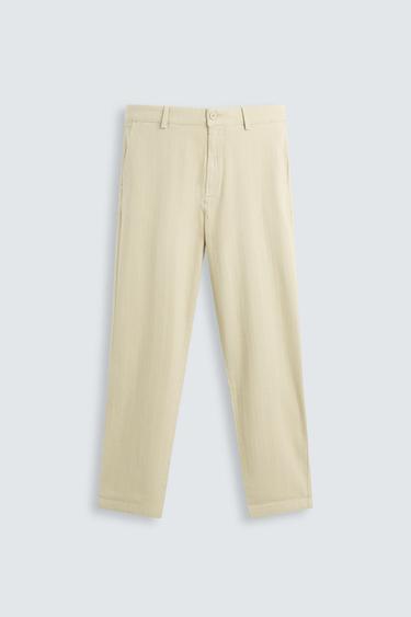 CALÇA CHINO ESTRUTURA - Caqui-claro da Zara