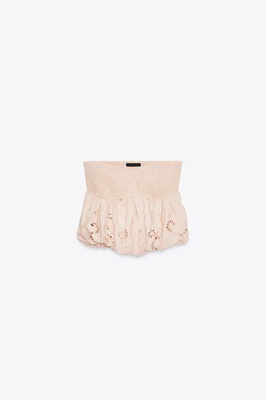 EMBROIDERED BALLOON TOP - Pale pink by Zara