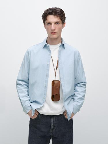 Camisa regular fit denim 100% algodón - Celeste de Zara