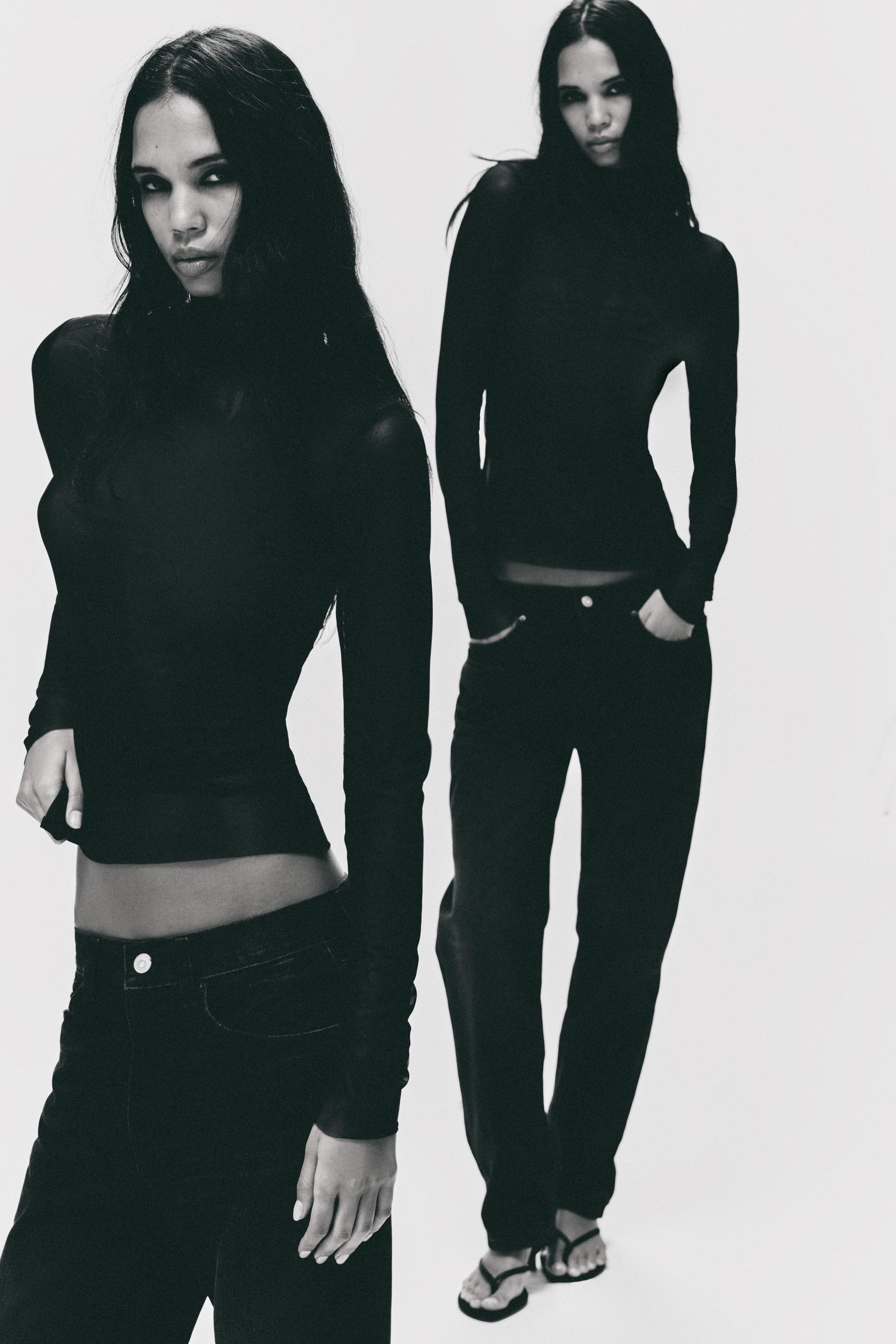 MOCK NECK TULLE TOP