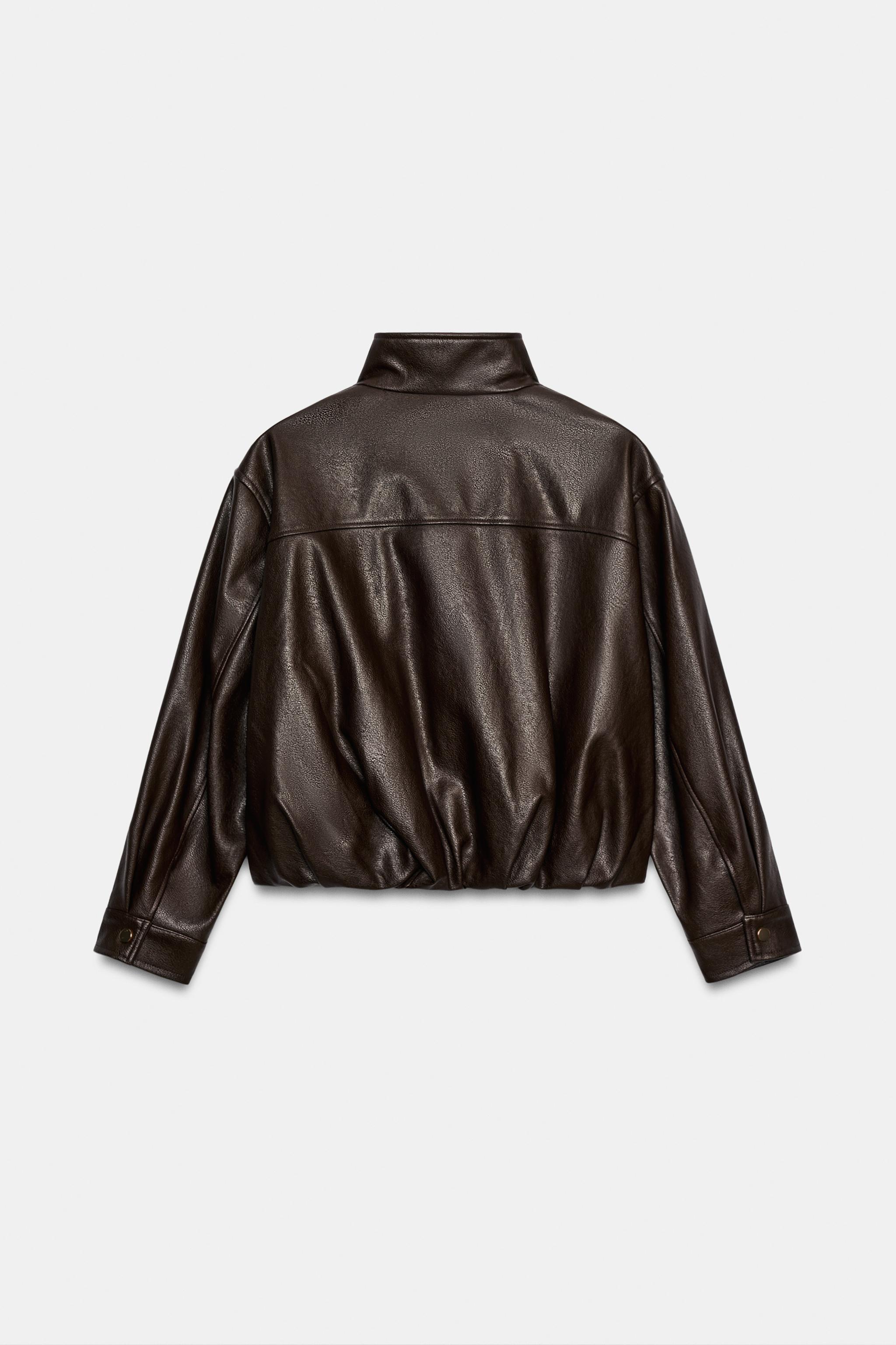 BLOUSON BOMBER MATIÈRE SYNTHÉTIQUE COL MONTANT