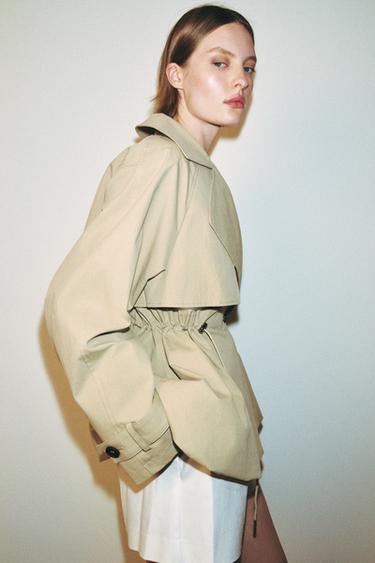 GABARDINA CORTA CINTURA AJUSTABLE - Crudo / Beige de Zara